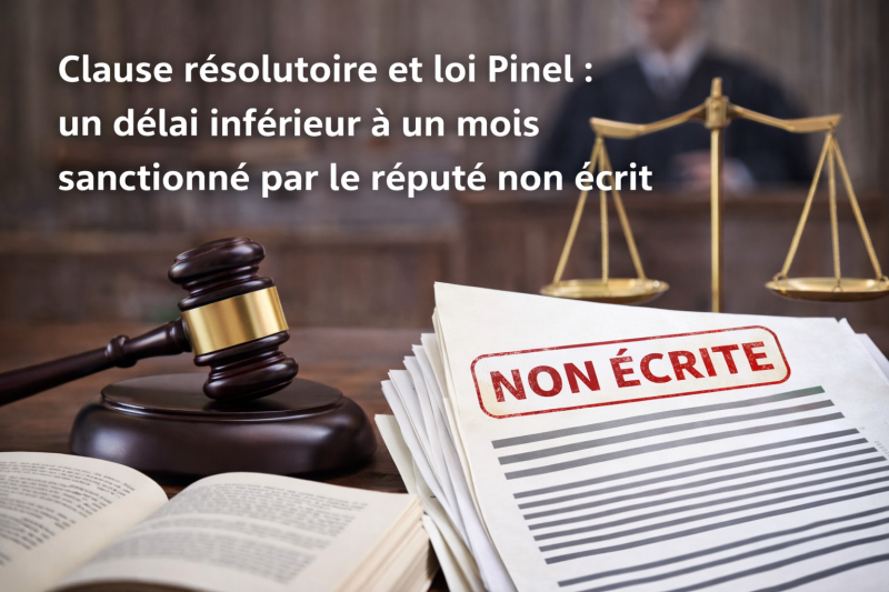 Clause résolutoire et loi Pinel : un délai inférieur à un mois sanctionné par le réputé non écrit